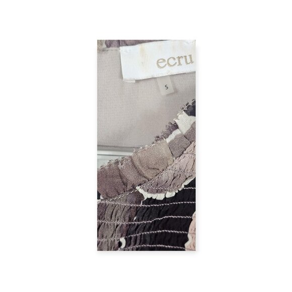 🛍️ Ecru Abstract Print Blouse - Women's Small - Brown Multicolor - Picture 8 of 11